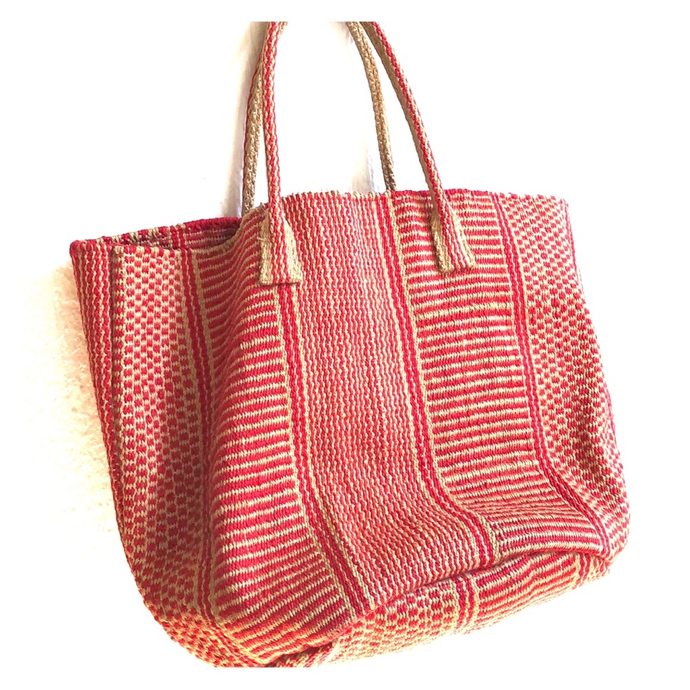 Lucky Brand Woven purse LNew Red Natural colorNWOT